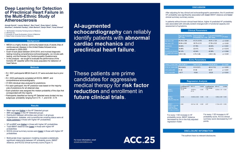 ACC_2025_Deep Learning for Detection of Preclinical Heart Failure in the Multi-Ethnic Study of Atherosclerosis