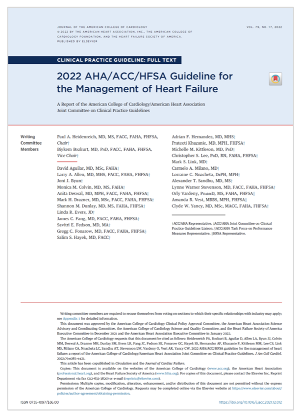2022 AHA/ACC/HFSA Guideline for the management of heart failure